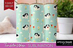 Husky Dog Tumbler Wrap Cute Chibi Puppy Tumbler PNG Product Image 1