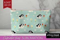 Husky Dog Cosmetic Bag Cute Chibi Puppy Makeup Bag PNG Product Image 1