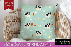 Husky Dog Pillow Sublimation Cute Chibi Puppy Pillow Cover Product Image 1