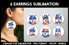 Patriotic Husky Earrings I Round Earrings Sublimation Product Image 1