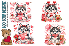 Valentine Husky Clipart Product Image 1