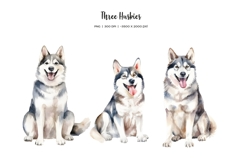 Watercolor Christmas husky clipart. Xmas dogs set Product Image 2