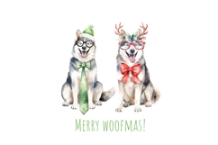 Watercolor Christmas husky clipart. Xmas dogs set Product Image 5