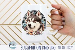 Husky Dog with Flowers | Sublimation PNG JPG Product Image 3