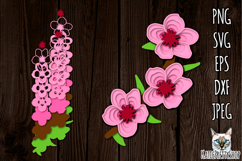 3d layered papercut Flower svg, Cherry blossom svg Product Image 1