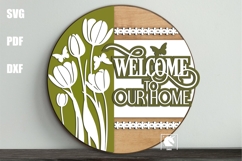 Welcome to Our Home Door Hanger| Spring Tulips Welcome Sign Product Image 1
