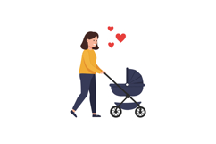 Woman walking with a stroller in a flat vector illustration Product Image 1