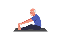Elderly man stretching on mat in flat vector illustration Product Image 1
