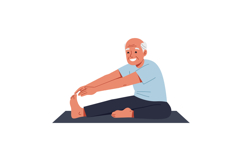 Senior man practicing yoga with flat design vector art illus Product Image 1