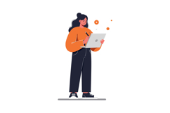 Creative woman sketching on digital tablet in flat vector ar Product Image 1