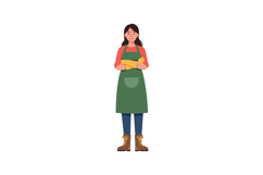 Woman with apron and boots in minimal flat vector art Product Image 1