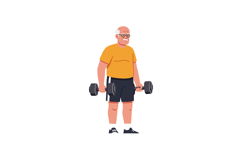 Senior man lifting dumbbells in flat design vector art Product Image 1