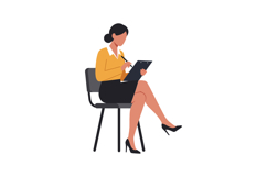 Professional woman sitting on chair in minimalist flat vecto Product Image 1