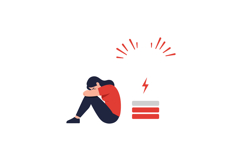 Sad person sitting with low energy in flat vector illustrati Product Image 1