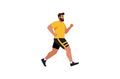 Athletic man jogging in bright yellow shirt flat vector illu Product Image 1