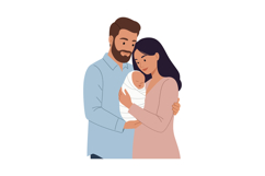 Family portrait featuring parents holding their newborn baby Product Image 1