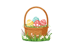 Easter egg basket filled with colorful eggs in flat vector a Product Image 1