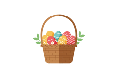 Colorful Easter eggs in a basket designed as flat vector art Product Image 1
