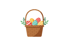Colorful Easter eggs in a woven basket flat vector illustrat Product Image 1