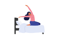 Woman stretching in bed with flat design vector art style ve Product Image 1
