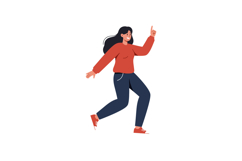 Running woman in casual attire with flat minimal vector art Product Image 1