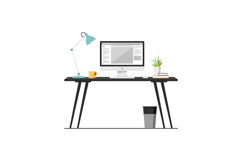 Modern workspace with computer, lamp, and plant in flat vect Product Image 1