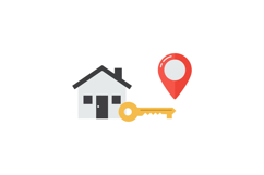 House with key and location pin in flat vector art Product Image 1