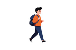 Young man walking with backpack in flat vector art style Product Image 1