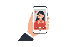 Person holding smartphone during video call with flat vector Product Image 1