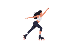 Female roller skater in motion, flat design style vector ill Product Image 1