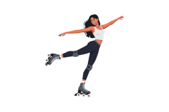 Joyful roller skater in dynamic pose, minimal vector illustr Product Image 1