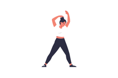 Woman stretching arms upward in flat vector art style vector Product Image 1