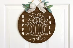 Happy Fall y’all svg sign| fall sign svg| floral pumpkin svg Product Image 4