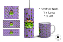 Kawaii Frog Sublimation Designs | Halloween Pattern Wraps Product Image 3