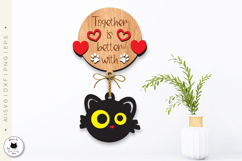 Layered Valentine Signs SVG | Cat Lover Round Sign Bundle Product Image 4
