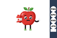 Red apple character holding apple juice carton with cute fac Product Image 1