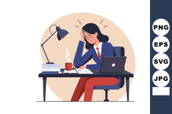 Businesswoman experiencing headache at office desk with lapt Product Image 1