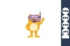Cartoon orange cat character wearing purple diving mask and Product Image 1