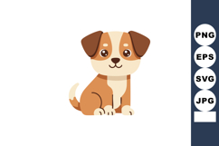 Cute brown and beige puppy dog sitting cartoon vector illust Product Image 1