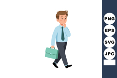Young businessman walking with briefcase thinking in formal Product Image 1