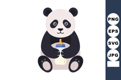 Panda bear holding baby bottle cute animal illustration vect Product Image 1