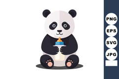 Cute baby panda holding milk bottle vector illustration in s Product Image 1