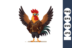 Rooster with aviator goggles and leather jacket cartoon char Product Image 1