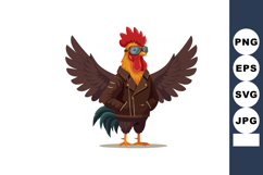 Rooster wearing aviator goggles and leather jacket standing Product Image 1