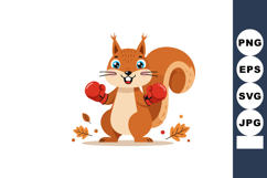 Squirrel Wearing Red Boxing Gloves Cartoon Vector Illustrati Product Image 1