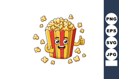 Popcorn Cartoon Character Giving Thumbs Up with Red and Yell Product Image 1