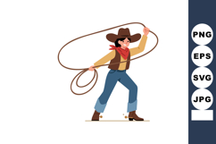 Cowboy character with lasso rope wearing hat boots and scarf Product Image 1