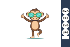 Cool monkey wearing sunglasses standing on one leg with thum Product Image 1