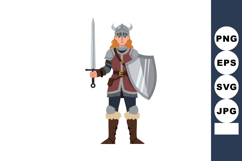 Female Viking Warrior Holding Sword and Shield in Medieval A Product Image 1