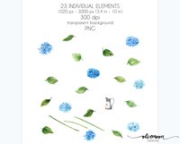 blue floral watercolor clipart